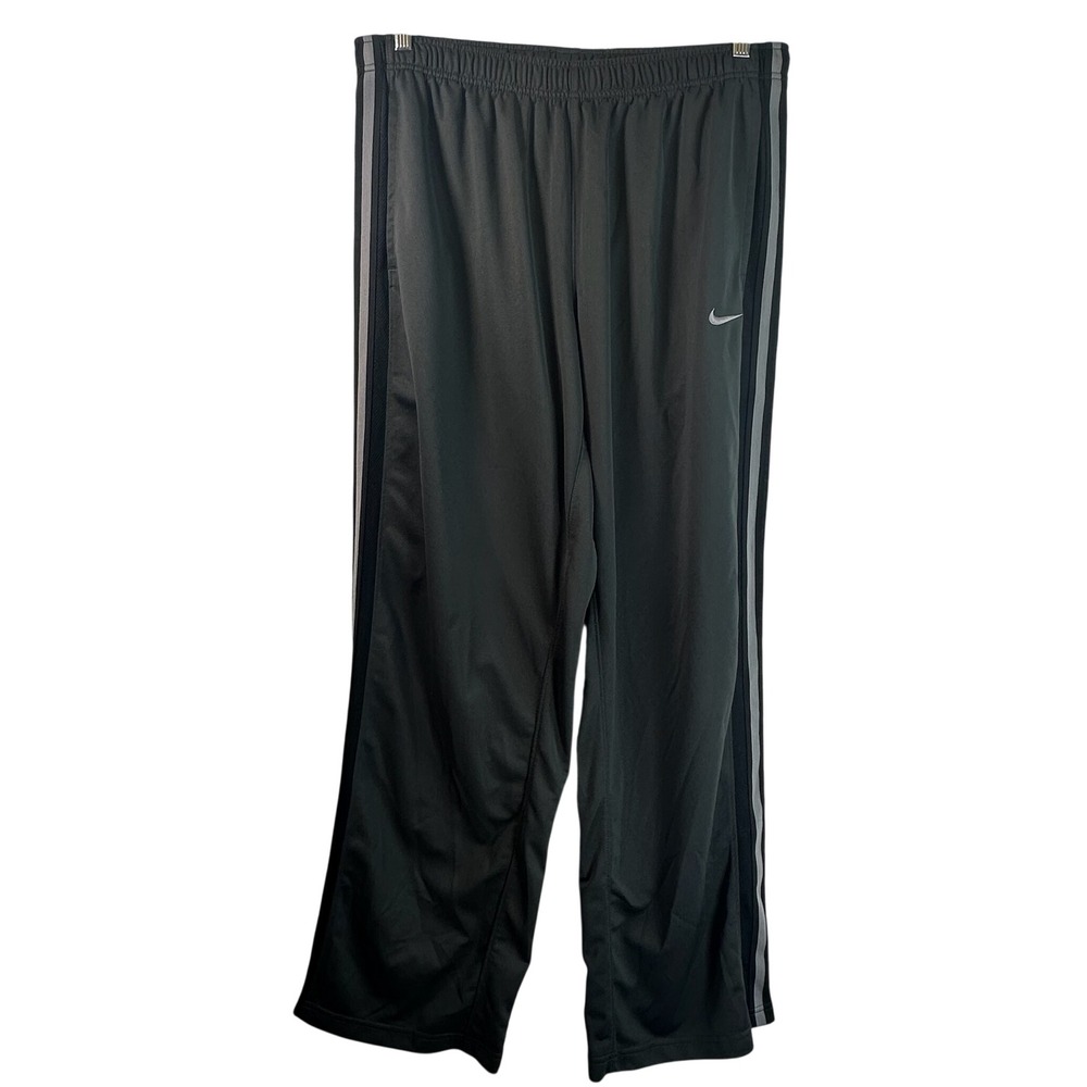 Nike Mens Loose Fit Track Pants Gray Black Side Stripe Wide Leg XL 36x30